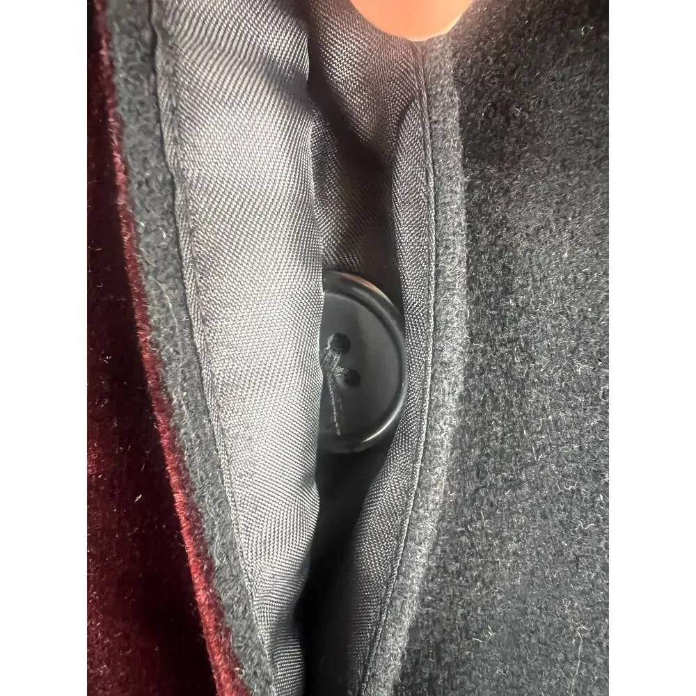 Dear Creatures Black Velvet Bow Peacoat Small Preppy Twee Holiday